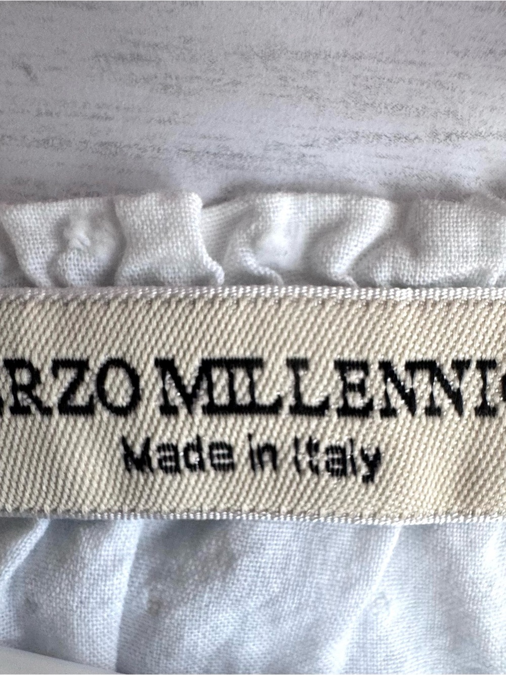 Terzo Millennio Made in Italy White Swiss Dot Cotton Peasant Blouse Medium - Picture 7 of 10